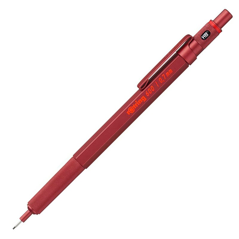 Rotring قلم رصاص ميكانيكي روتراينج 600 | HB 0.7 مم | جسم معدني أحمر بالكامل | أسطوانة سداسية - Image 1